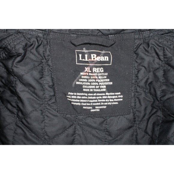 LL Bean Mountain Classic Black Nylon Lined Full-Zip Hooded Jacket XL - Picture 4 of 8